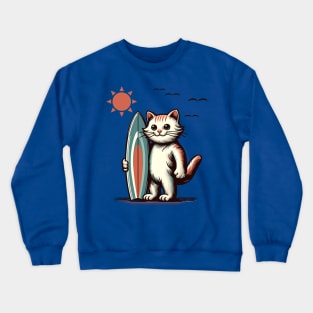 Cat with surfboard Crewneck Sweatshirt